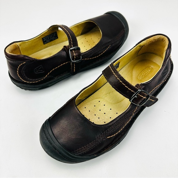 Keen Shoes Keen Leather Mary Jane Toe Bumper Grip Tread Flats Shoes